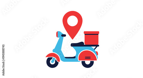 Delivery scooter with red box.