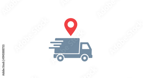 Delivery Truck with Location Pin.