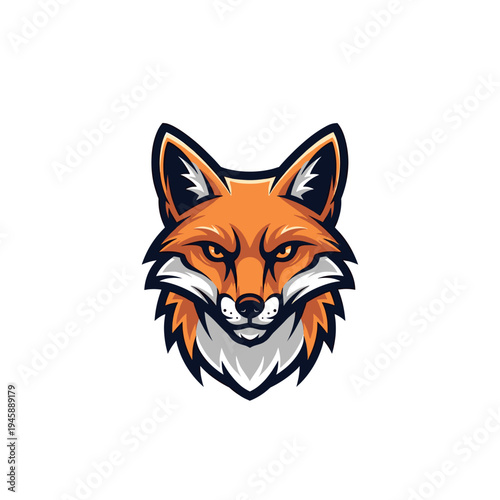 A fierce and stylized illustration of a fox's head with sharp features and intense eyes.
