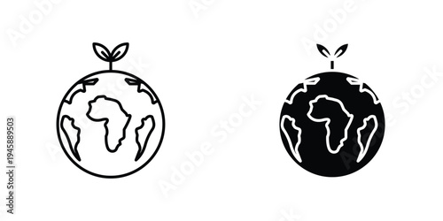 Green earth planet icon graphic design vector symbols. Best for Graphics