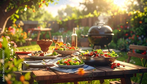 Wallpaper Mural Sommerlicher Grillabend mit Salaten Torontodigital.ca