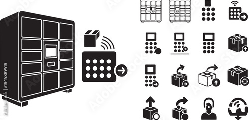 Secure Storage Locker with Various Access Control Icons Displayed