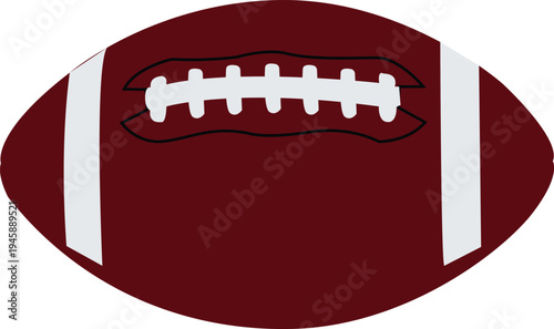 American football ball illustration with brown leather texture and white stripes