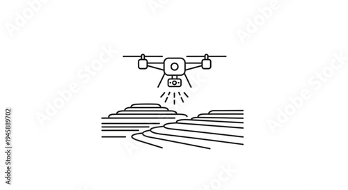 Drone flying over a field.