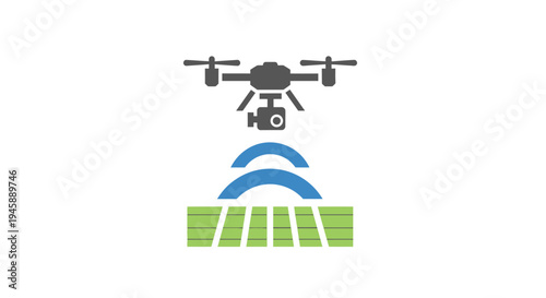 Drone flying over farm field.