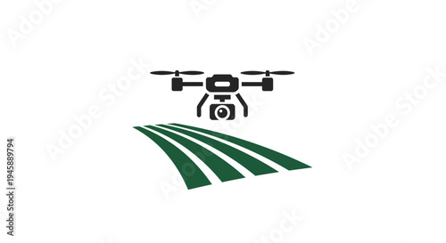 Drone flying over green field aerial.