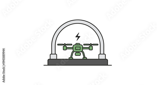 Drone on a charging station platform.