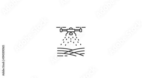 Drone spraying water on land.