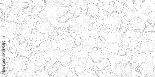 Abstract topographic map contour lines on white background texture