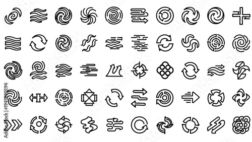 Black and white line art symbols 