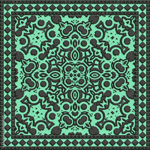 Glazed tile- mosaic seamless- 3d illustration decor wall