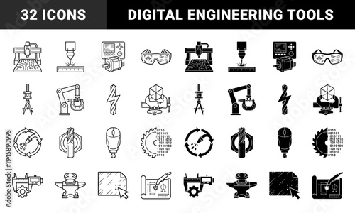 Hybrid CNC Machining and Digital Manufacturing Symbols Merging Mechanical Tools with Circuitry Patterns and Industrial Automation Hardware Elements