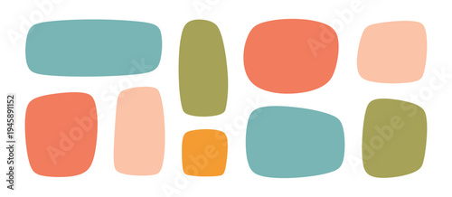 Cute irregular shape frames, square and rectangular blobs with organic wavy borders, kid-style hand-drawn dialog bubbles and geometric doodle figures for fun, playful, and isolated vector illustration