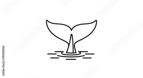 Minimalist whale tail icon graphic on white background for design concepts