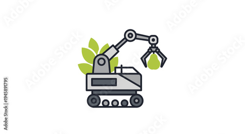 Excavator Holding Green Recycling Material.