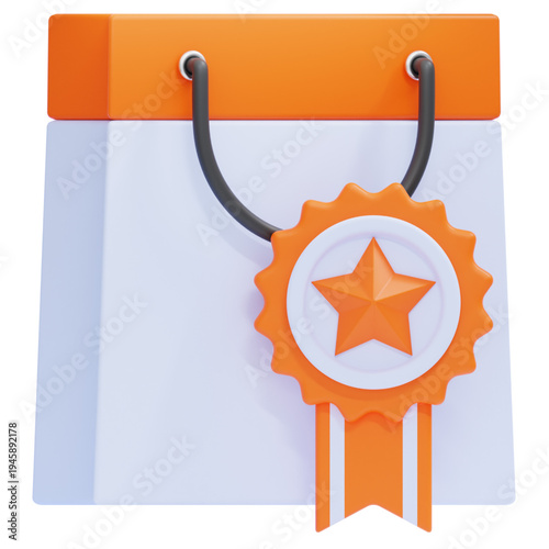 Elegant 3D shopping bag with a star award badge, symbolizing premium retail quality, customer loyalty, and an exceptional online shopping experience concept
