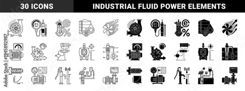 Industrial Water Pump and Hydraulic System Hybrid Design Integrating Centrifugal Turbines Pressure Gauges and Mechanical Engineering Symbols