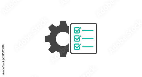 Gear Icon with Checklist Document.