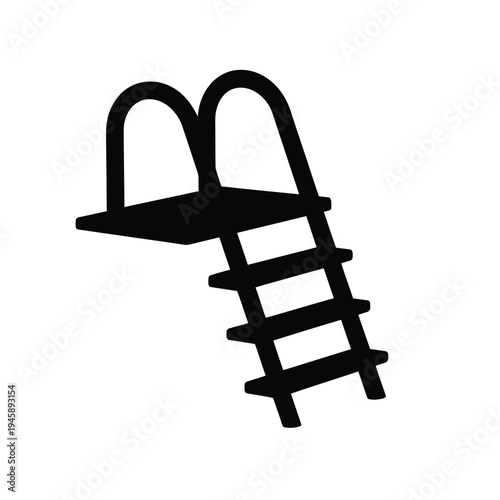 Simple black and white illustration of a swimming pool ladder