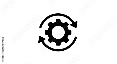 Gear with rotating arrows symbol.