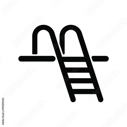 Simple black icon depicting a pool or diving board ladder
