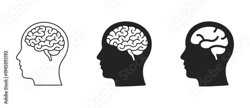 Human head profile with brain inside, representing intelligence, thought, and AI concepts.