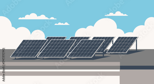 Solar panels on rooftop generating clean energy under a cloudy sky