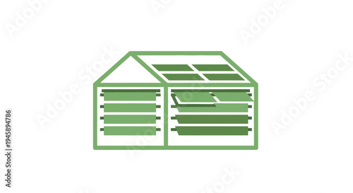Green house with solar panels roof.