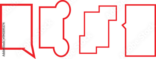 Red outlined shapes on a white background