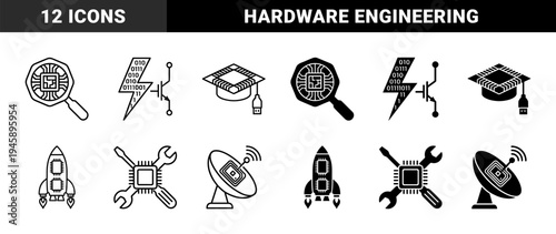 Hybrid microchip and hardware engineering symbols merging semiconductor technology with education aerospace telecommunications and industrial tools
