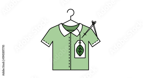 Green Polo Shirt on Hanger.