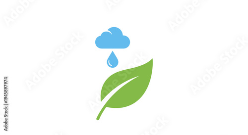 Green leaf with rain cloud symbol.