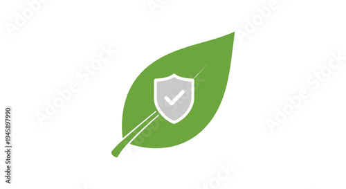 Green leaf with shield icon.