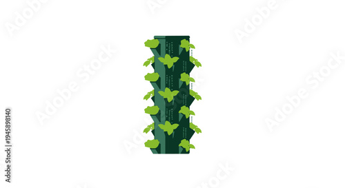 Green leafy plant stem closeup.