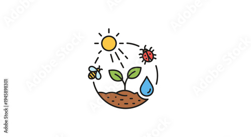 Green plant growing in brown soil.