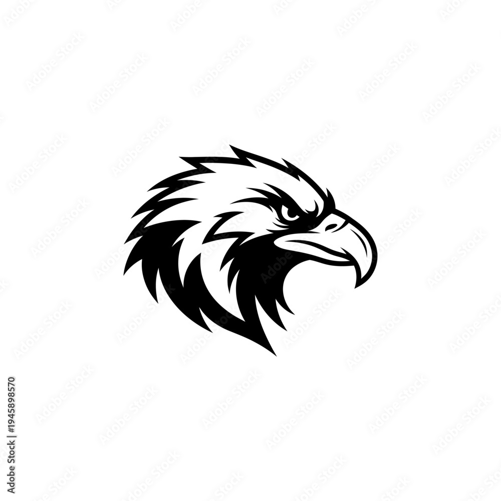Fototapeta premium Eagle head illustration black and white design for logos and branding