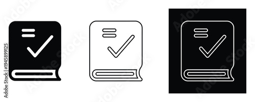 Three checklist icons in black and white on a clean background for business or education use