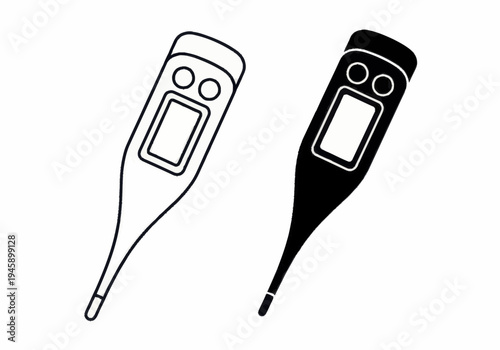 Two digital thermometers are shown side by side on a white background
