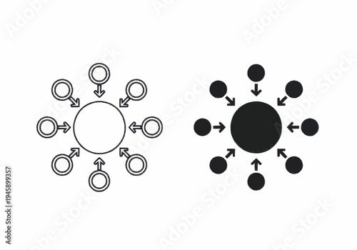 The diagram illustrates a conceptual model of social interaction showing relationships and connections between individuals and a central figure.