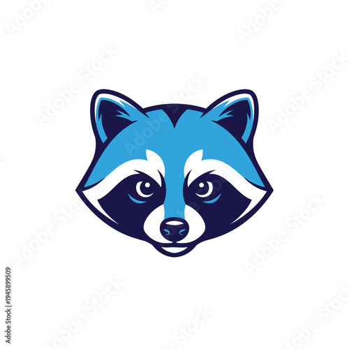 Stylized raccoon head illustration in vector design isolated on white background