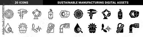 Industrial Smart Technology Hybrid Symbols Featuring Robot Arm With Leaf Bio Engineering Caliper Data And Connected Infrastructure Components