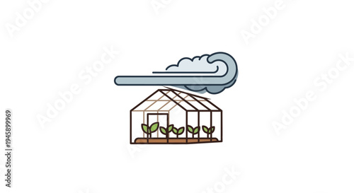 Greenhouse with plants inside structure.