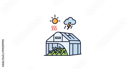 Greenhouse with plants inside sunny weather.