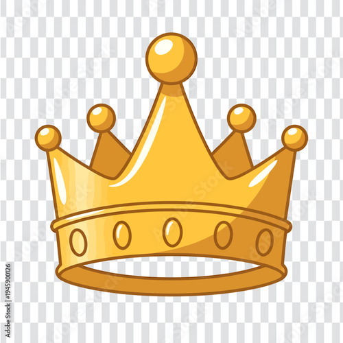 A cheerful cartoon golden crown with five round gems.