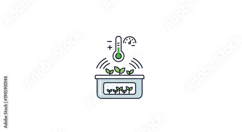 Greenhouse with thermometer and plants growing.