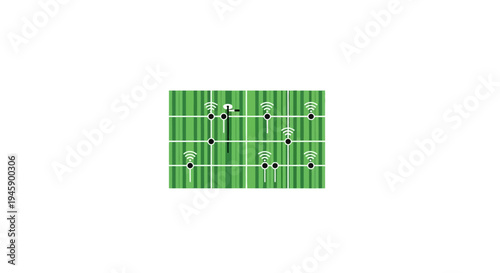 Green soccer field with white lines.