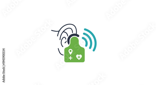 Green smart lock with symbols.