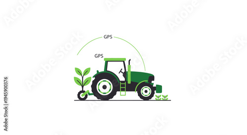 Green Tractor Farm Equipment Vehicle.