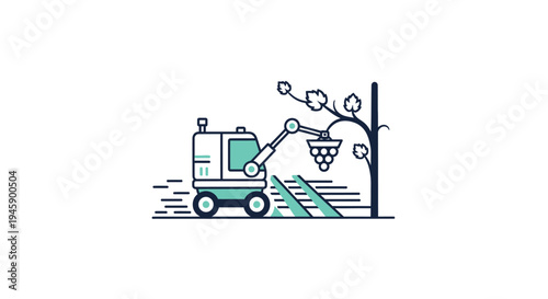 Green truck collecting leaves outdoors.