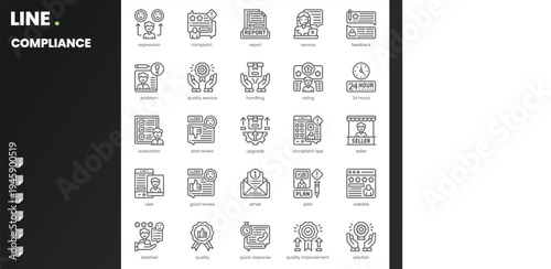 Compliance Icon pack for your website, mobile, presentation, and logo design. Compliance Icon outline design. Vector graphics illustration and editable stroke.